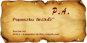 Popeszku Anikó névjegykártya